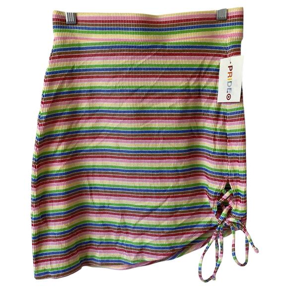 NEW TARGET PRIDE Asymmetric Mini Skirt Size XL LGBTQ Rainbow Colorful - Picture 1 of 4